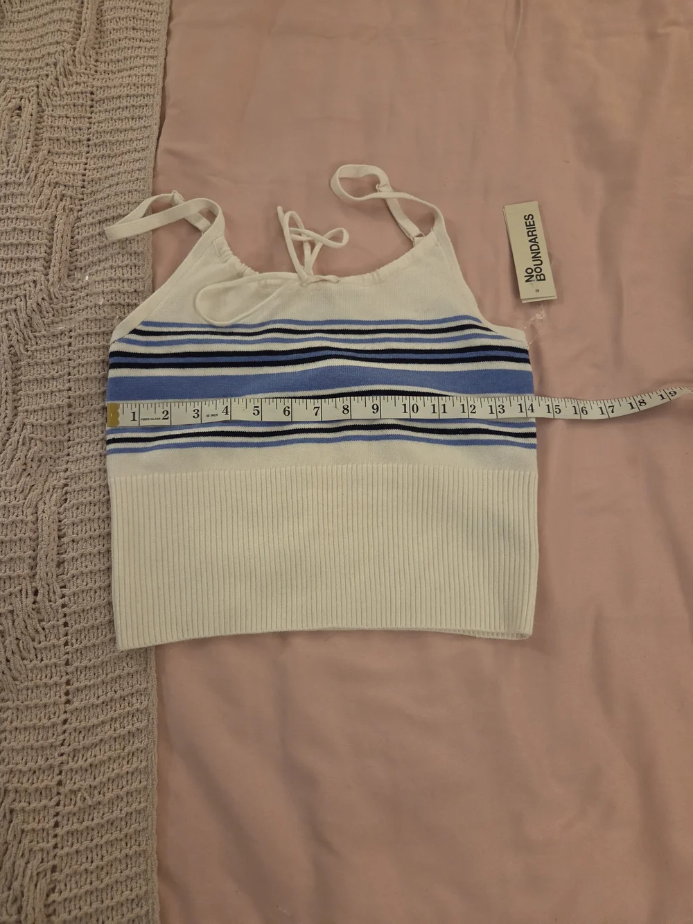 No Boundaries White Tee with Light Blue Trim 2 Pc Set - Picture 6 of 8
